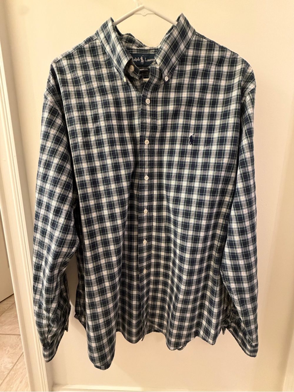 Ralph Lauren Men’s Blue & White Plaid Button-Down Shirt
